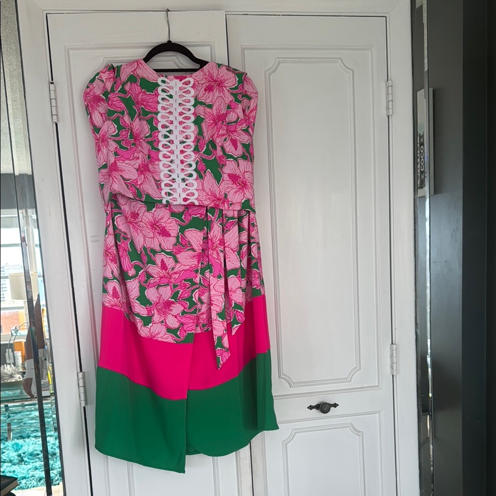 Lilly Pulitzer Pink and Green Floral Leif Maxi Set